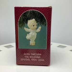 Enesco Precious Moments Glide Through The Holidays Roller Skates 1990 Ornament
